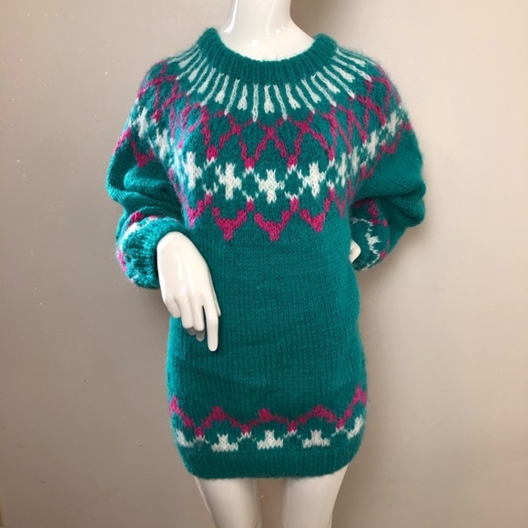 Hand Knit Fair Isle Sweater XL - Picture 1 of 6